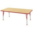 thumbnail image 1 of ECR4Kids 30in x 60in Rectangle Everyday T-Mold Adjustable Activity Table Maple/Red - Standard Ball, 1 of 2