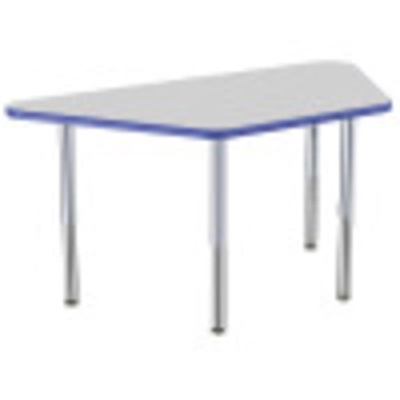 ECR4Kids 30in x 60in Trapezoid Contour Thermo-Fused Adjustable Activity Table Grey/Blue/Silver - Super Leg