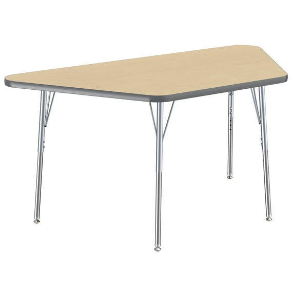 ECR4Kids 30in x 60in Trapezoid Contour Thermo-Fused Adjustable Activity Table Maple/Grey/Silver - Standard Swivel