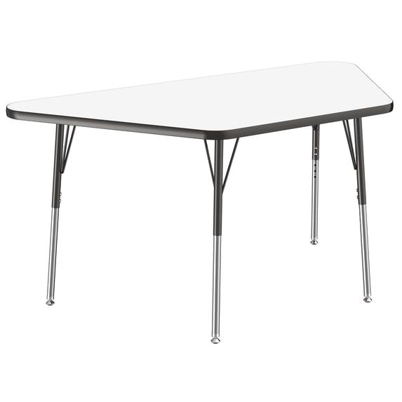ECR4Kids 30in x 60in Trapezoid Dry-Erase Thermo-Fused Adjustable Activity Table Black/Black - Standard Swivel