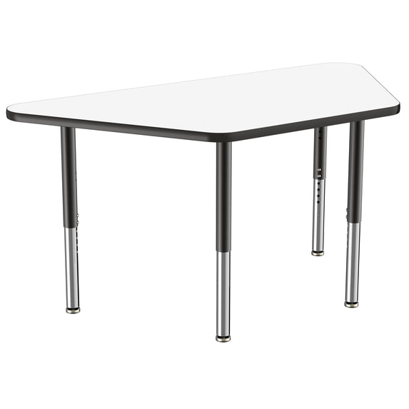 ECR4Kids 30in x 60in Trapezoid Dry-Erase Thermo-Fused Adjustable Activity Table Black/Black - Super Leg
