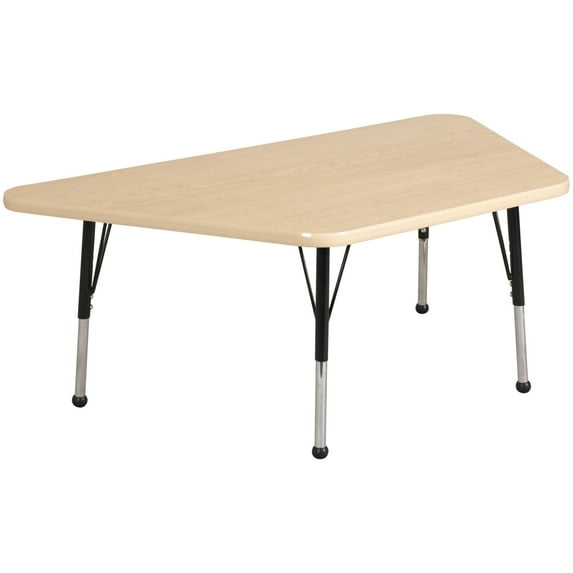 ECR4Kids 30in x 60in Trapezoid Everyday T-Mold Adjustable Activity Table Maple/Maple/Black - Standard Ball