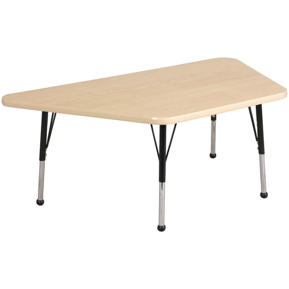 ECR4Kids 30in x 60in Trapezoid Everyday T-Mold Adjustable Activity Table Maple/Maple/Yellow - Standard Ball