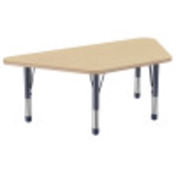 ECR4Kids 30in x 60in Trapezoid Premium Thermo-Fused Adjustable Activity Table Maple/Maple/Navy - Chunky Leg