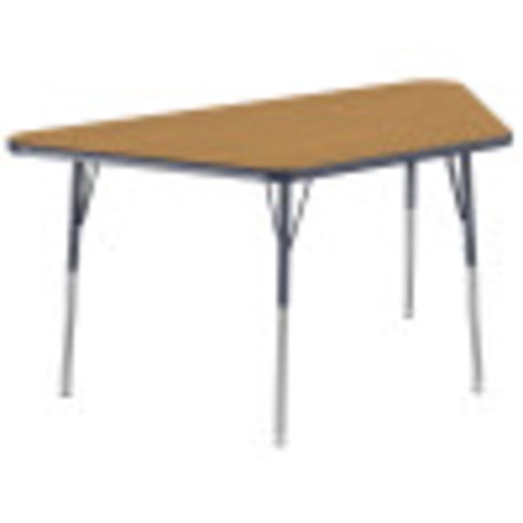 ECR4Kids 30in x 60in Trapezoid Premium Thermo-Fused Adjustable Activity Table Oak/Navy/Navy - Standard Swivel