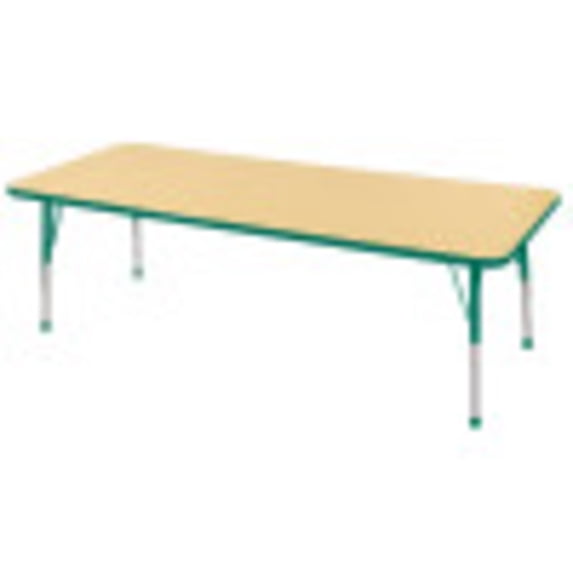 ECR4Kids 30in x 72in Rectangle Everyday T-Mold Adjustable Activity Table Maple/Green - Standard Ball