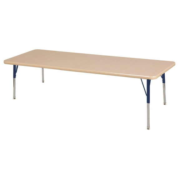 ECR4Kids 30in x 72in Rectangle Everyday T-Mold Adjustable Activity Table Maple/Maple/Navy - Standard Swivel