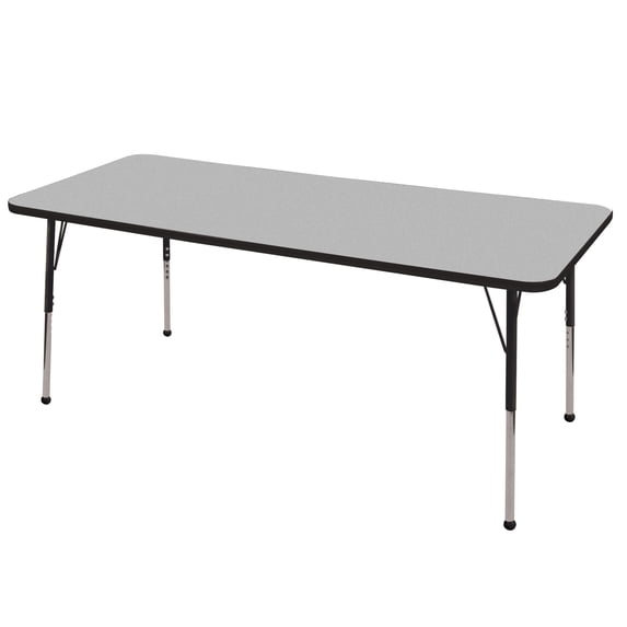 ECR4Kids 30in x 72in Rectangle Premium Thermo-Fused Adjustable Activity Table Grey/Black/Black - Standard Ball