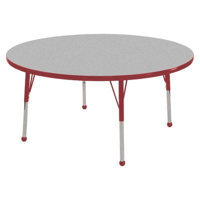 ECR4Kids 36in Round Everyday T-Mold Adjustable Activity Table Grey/Red - Standard Ball