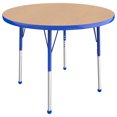 thumbnail image 1 of ECR4Kids 36in Round Everyday T-Mold Adjustable Activity Table Maple/Blue - Standard Ball, 1 of 4