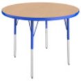 thumbnail image 1 of ECR4Kids 36in Round Everyday T-Mold Adjustable Activity Table Maple/Blue - Standard Swivel, 1 of 4