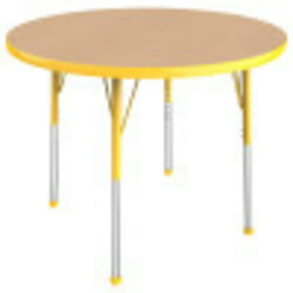 ECR4Kids 36in Round Everyday T-Mold Adjustable Activity Table Maple/Yellow - Standard Ball