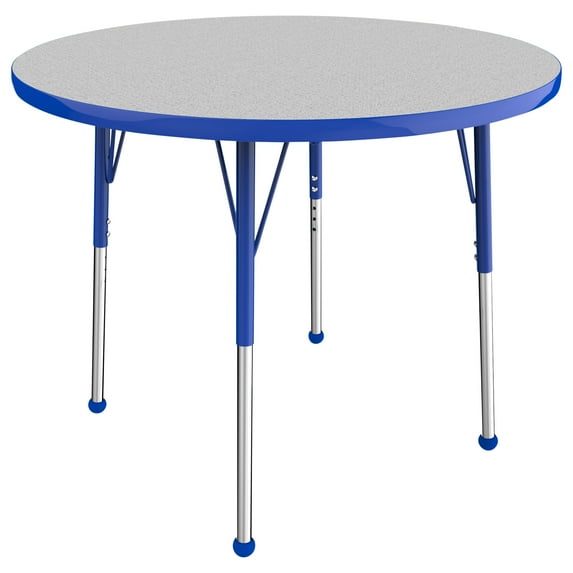 ECR4Kids 36in Round Premium Thermo-Fused Adjustable Activity Table Grey/Blue/Blue - Standard Ball