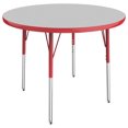thumbnail image 1 of ECR4Kids 36in Round Premium Thermo-Fused Adjustable Activity Table Grey/Red/Red - Standard Swivel, 1 of 4