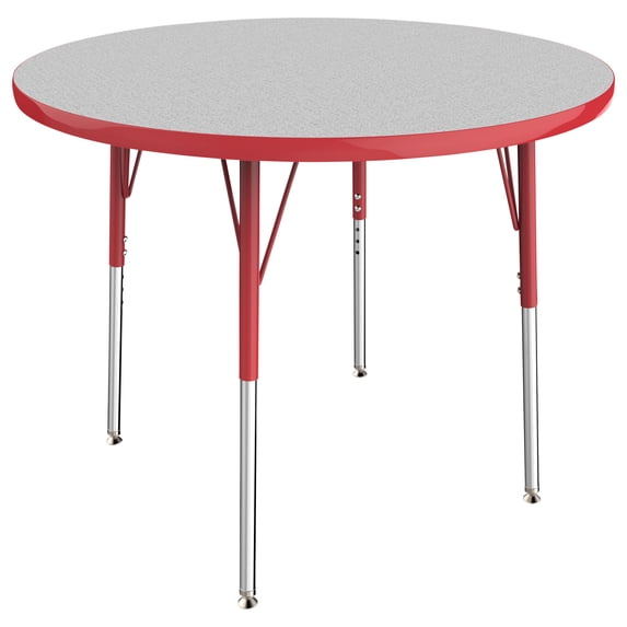 ECR4Kids 36in Round Premium Thermo-Fused Adjustable Activity Table Grey/Red/Red - Standard Swivel