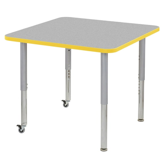 ECR4Kids 36in x 36in Square Everyday T-Mold Adjustable Activity Table Grey/Yellow/Silver - Super Leg