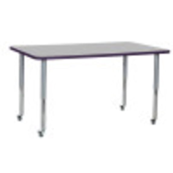 ECR4Kids 36in x 60in Rectangle Contour Thermo-Fused Adjustable Activity Table Grey/Eggplant/Silver - Super Leg
