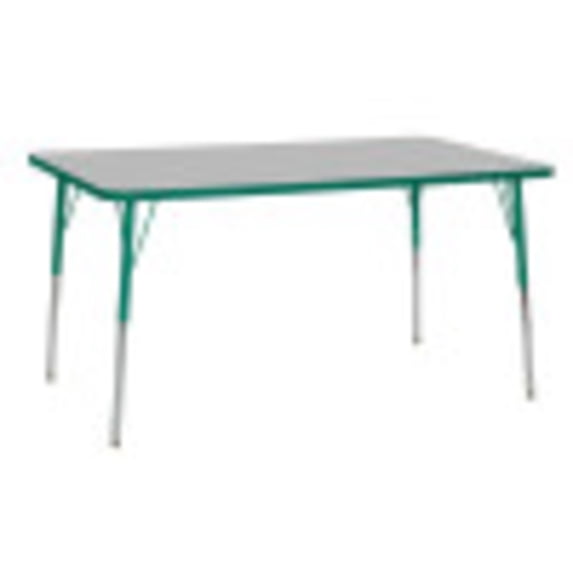 ECR4Kids 36in x 60in Rectangle Everyday T-Mold Adjustable Activity Table Grey/Green - Standard Swivel