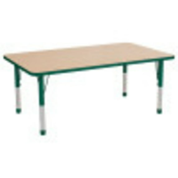 ECR4Kids 36in x 60in Rectangle Everyday T-Mold Adjustable Activity Table Maple/Green - Chunky Leg