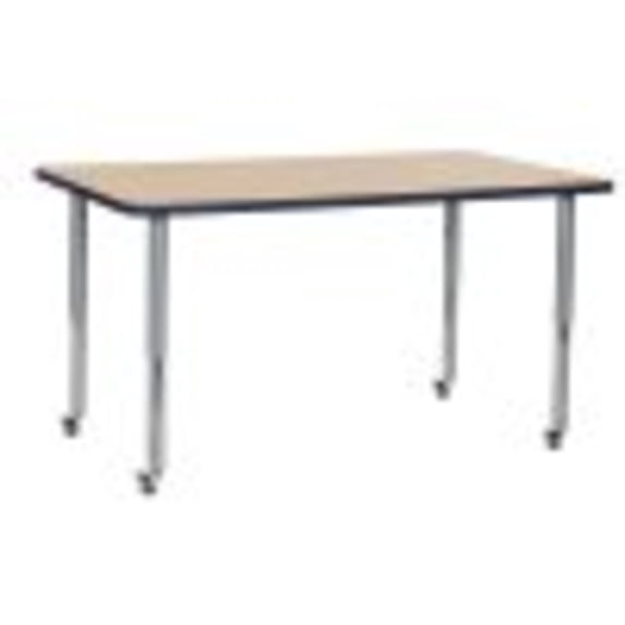 ECR4Kids 36in x 60in Rectangle Everyday T-Mold Adjustable Activity Table Maple/Navy/Silver - Super Leg