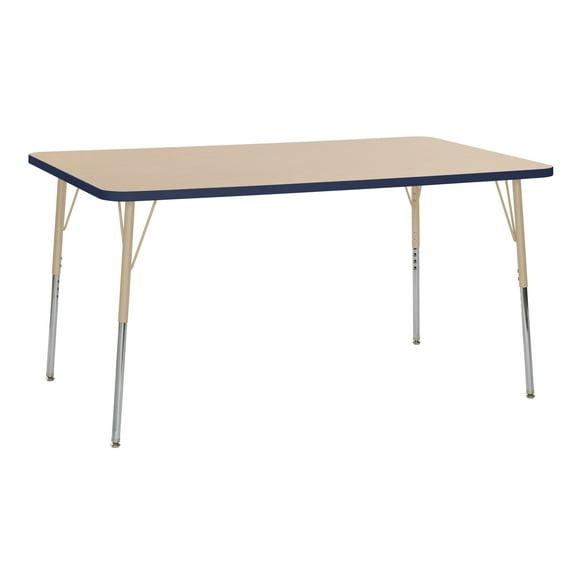 ECR4Kids 36in x 60in Rectangle Premium Thermo-Fused Adjustable Activity Table Maple/Navy/Sand - Standard Swivel
