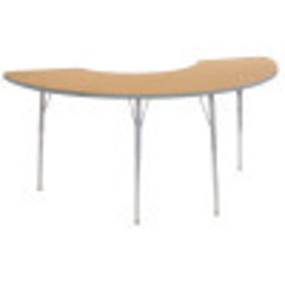 ECR4Kids 36in x 72in Half Moon Contour Thermo-Fused Adjustable Activity Table Oak/Light Grey/Silver - Standard Swivel