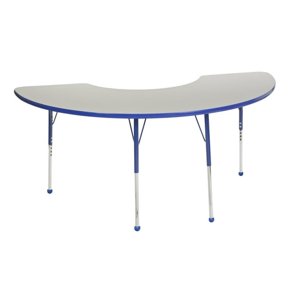 ECR4Kids 36in x 72in Half Moon Everyday T-Mold Adjustable Activity Table Grey/Blue - Standard Ball