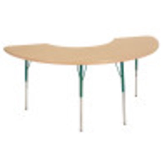 ECR4Kids 36in x 72in Half Moon Everyday T-Mold Adjustable Activity Table Maple/Maple/Green - Toddler Swivel