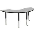 thumbnail image 1 of ECR4Kids 36in x 72in Half Moon Premium Thermo-Fused Adjustable Activity Table Grey/Black/Black - Super Leg, 1 of 2