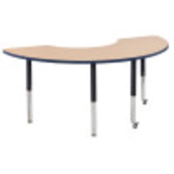 ECR4Kids 36in x 72in Half Moon Premium Thermo-Fused Adjustable Activity Table Maple/Navy/Black - Super Leg