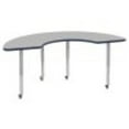 thumbnail image 1 of ECR4Kids 36in x 72in Half Moon Premium Thermo-Fused Adjustable Activity Table Maple/Navy/Silver - Super Leg, 1 of 2