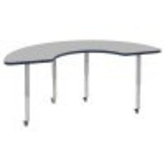 ECR4Kids 36in x 72in Half Moon Premium Thermo-Fused Adjustable Activity Table Maple/Navy/Silver - Super Leg