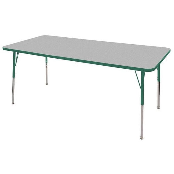 ECR4Kids 36in x 72in Rectangle Everyday T-Mold Adjustable Activity Table Grey/Green - Toddler Swivel
