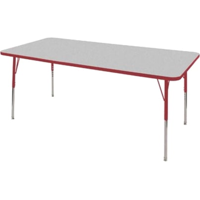 ECR4Kids 36in x 72in Rectangle Everyday T-Mold Adjustable Activity Table Maple/Maple/Red - Toddler Ball