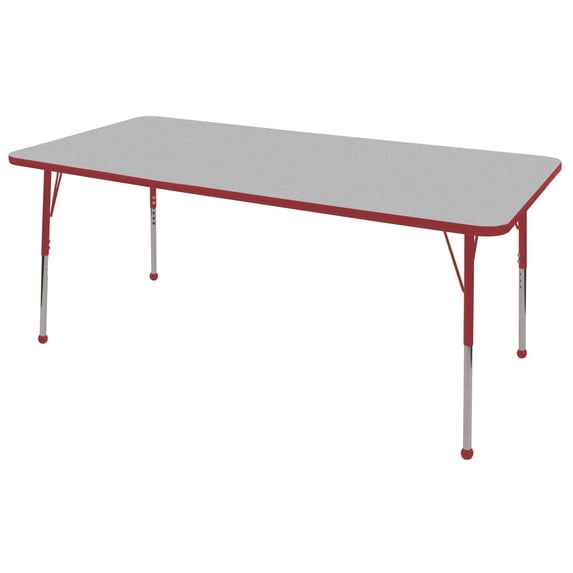 ECR4Kids 36in x 72in Rectangle Premium Thermo-Fused Adjustable Activity Table Grey/Red/Red - Standard Ball