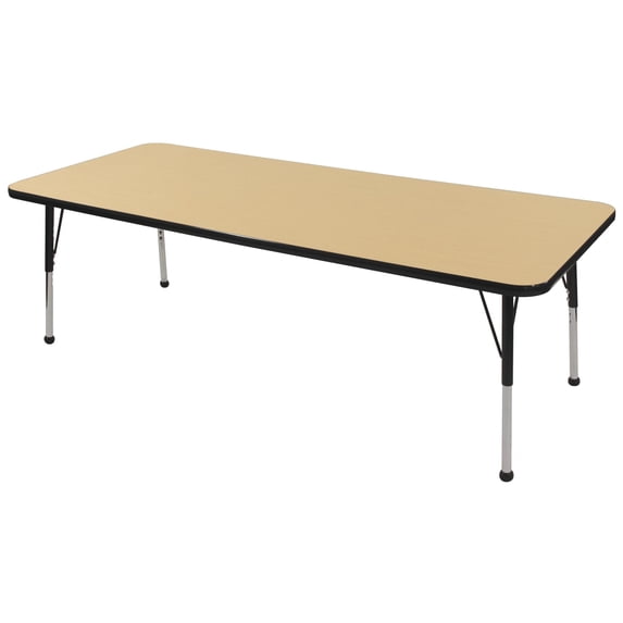 ECR4Kids 36in x 72in Rectangle Premium Thermo-Fused Adjustable Activity Table Maple/Black/Black - Standard Ball