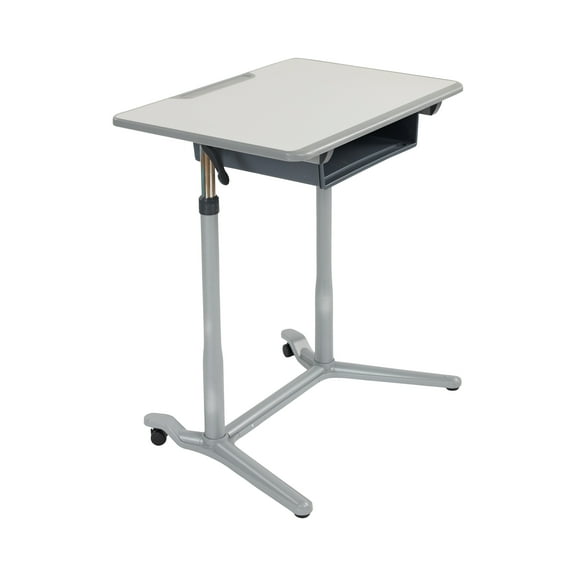 ECR4Kids 3S Mobile Desk, Sit Stand and Store, Adjustable, Grey, 1
