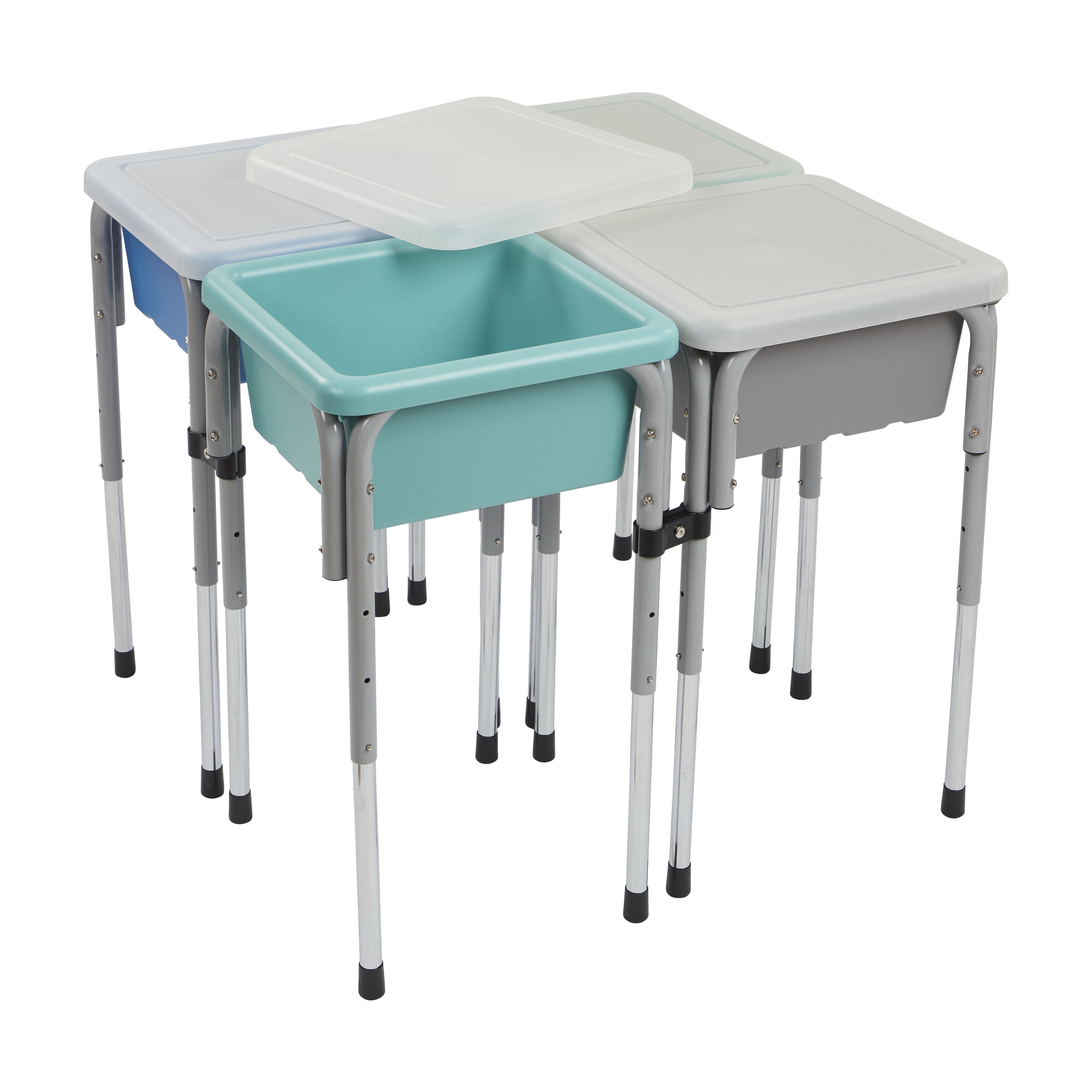 ECR4Kids 4-Station Sand and Water Adjustable Height Table, Sensory Bins, Contemporary