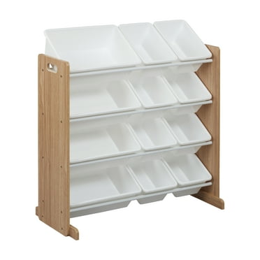 ECR4Kids 4-Tier Organizer with 12 Bins, Dark Natural/White, 1