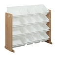 thumbnail image 1 of ECR4Kids 4-Tier Organizer with 16 Removable Plastic Bins, 4x4, Toy Storage, Dark Natural/White, 1 of 9