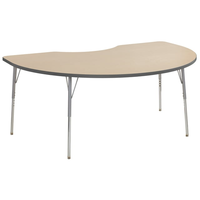 ECR4Kids 48" Kidney Contour Adjustable Activity Table, Maple/Grey