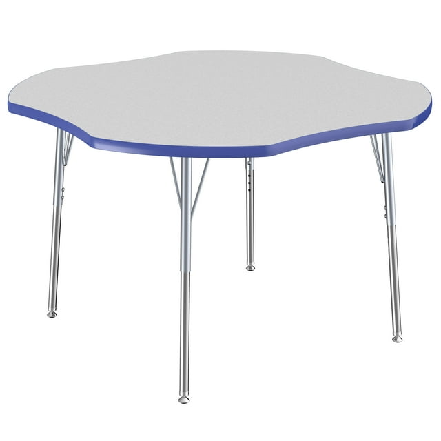 ECR4Kids 48in Clover Contour Thermo-Fused Adjustable Activity Table Grey/Blue/Silver - Standard Swivel