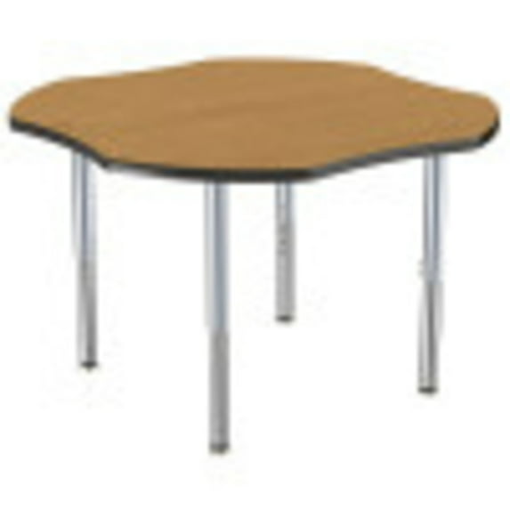 ECR4Kids 48in Clover Contour Thermo-Fused Adjustable Activity Table Oak/Black/Silver - Super Leg