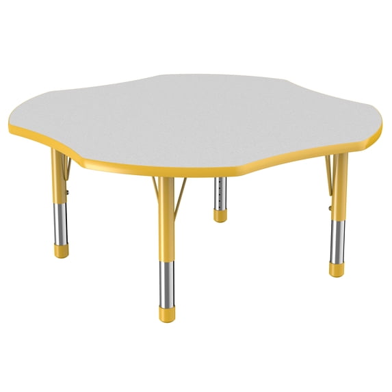 ECR4Kids 48in Clover Everyday T-Mold Adjustable Activity Table Grey/Yellow - Chunky Leg