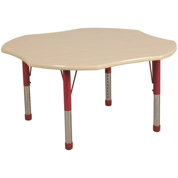 ECR4Kids 48in Clover Everyday T-Mold Adjustable Activity Table Maple/Maple/Black - Chunky Leg