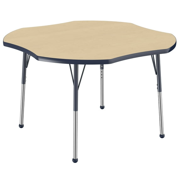 ECR4Kids 48in Clover Everyday T-Mold Adjustable Activity Table Maple/Navy - Standard Ball
