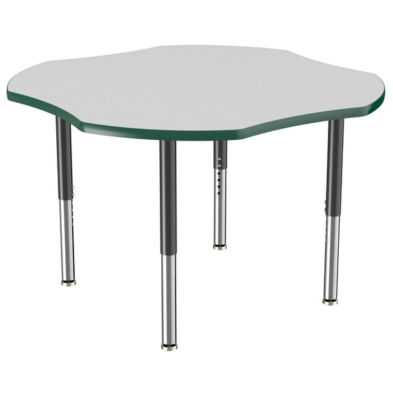 ECR4Kids 48in Clover Premium Thermo-Fused Adjustable Activity Table Grey/Green/Black - Super Leg
