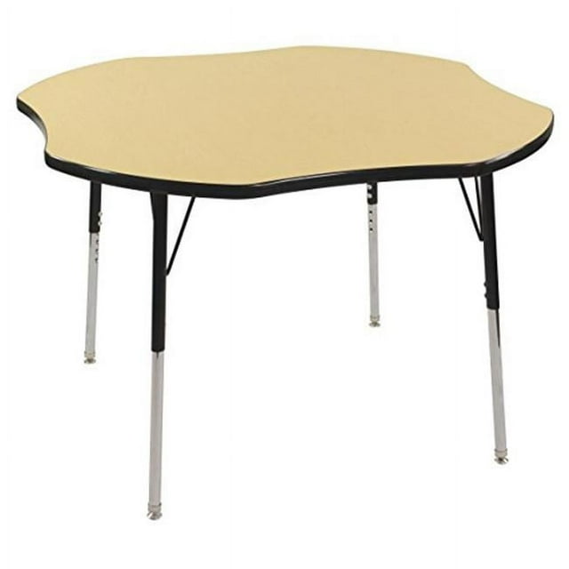 ECR4Kids 48in Clover Premium Thermo-Fused Adjustable Activity Table Maple/Black/Black - Standard Swivel