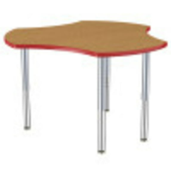 ECR4Kids 48in Cog Contour Thermo-Fused Adjustable Activity Table Oak/Red/Silver - Super Leg