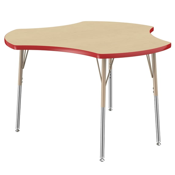ECR4Kids 48in Cog Premium Thermo-Fused Adjustable Activity Table Maple/Red/Sand - Standard Swivel